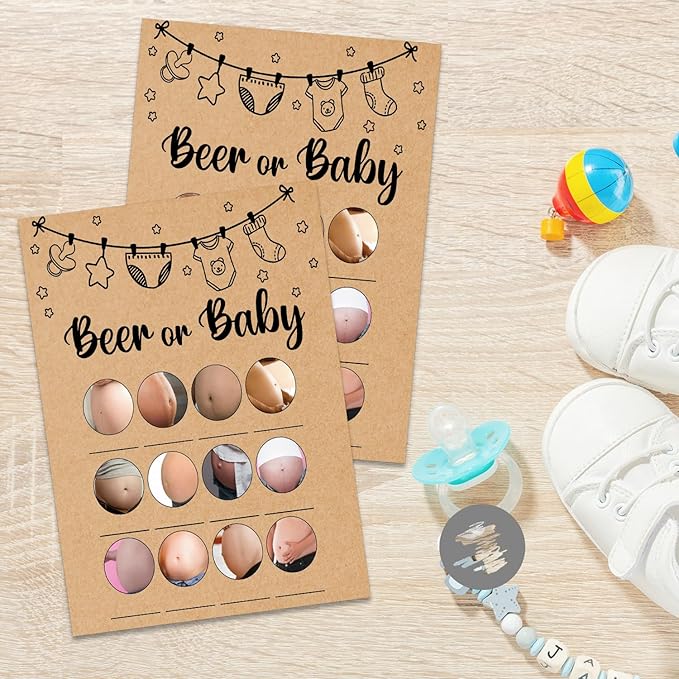 Baby Shower Game, Beer or Baby Cards, Party Games Supplies, 30 Game Cards, Kraft