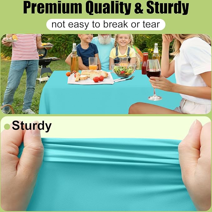 Smiry Disposable Table Cloth - 6 Pack, 54 x 108 Inch Waterproof Rectangle Tablecloths for Parties, Decorative Plastic Table Cover, Leakproof & Sturdy, Teal