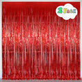 Red Tinsel Fringe Backdrop, Melsan 3.2 x 8 ft Red Metallic Foil Curtains Streamer for Birthday, Anniversary, Photo Booth for Party,2 Packs