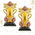 2-Piece Football Party Decoration Set - 5 ft Large Self Standing Football Foil Balloons, Suitable for Game Day Celebrations and Sports Themed Party Decorations (Trophy)