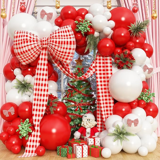 Red and White Balloon Arch Kit, Red and White Balloon Garland Kit, Red White Latex Balloons Different Sizes 18/12/10/5 inch for Bridal Shower Engagement Anniversary Bachelorette Party Decorations