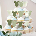 Green Bodysuit Cake Topper - Green Gingham Cake Topper,Baby Shower Decoration,Girl Boy/Gorl Baby Shower (green)