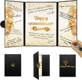 DARUNAXY Black Gold Happy Workiversary Party Decorations, Happy Work Anniversary Alternative Signature Guest Book for Men Women Employee Business Gifts Signing Card Board for Office Supplies