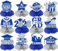 12pcs Graduation Table Decorations 2026,Silver and Blue Graduation Decorations 2026 Graduation Centerpieces for Tables,Class of 2026 Centerpieces Honeycomb for Congrats Grad Table Decor