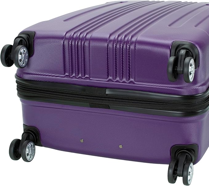 Rockland London Hardside Expandable Spinner Wheel Luggage, Checked Large 28", Purple
