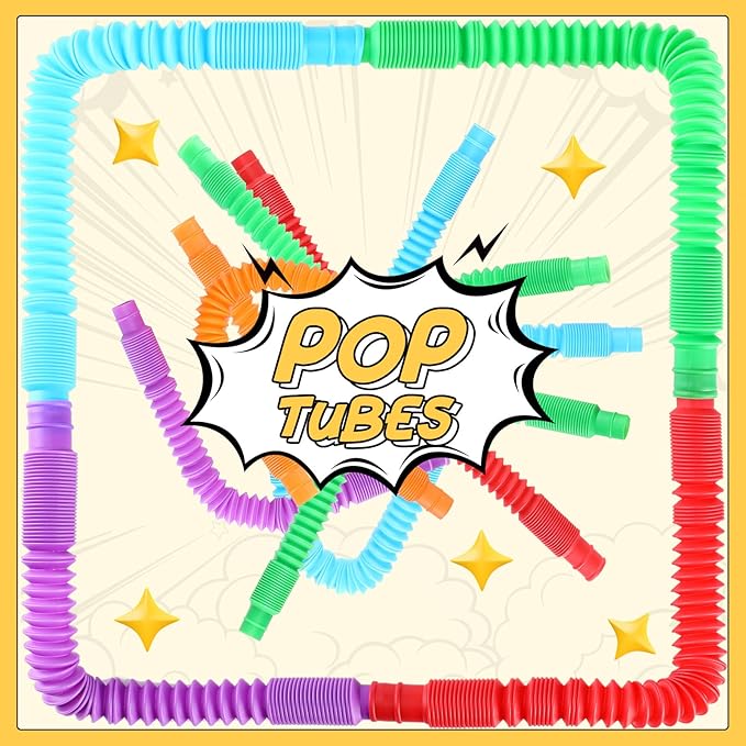 210 Pcs Tube Sensory Toys Fidget Toys Halloween Basket Stuffer Multicolor Sensory Tubes for DIY Party Favors Trick or Treat Goodie Bag Stuffers for Teens Adults Birthday Party Favors