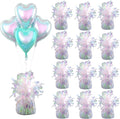 Aluminum Foil Balloon Weights for Parties (12 pcs) - 0.31lb (140g) Each - Premium Balloon Anchors for Birthday, Wedding, Dinner, Indoor & Outdoor Decorations(Lridescent 12pcs)