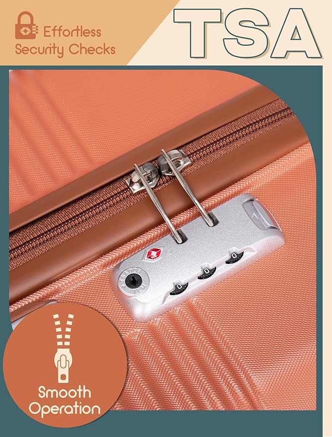 CONCEPTEN Luggage Sets 5 Piece, Suitcases with Wheels, Hardshell Suitcase Set, ABS Carry on Luggage Set with TSA Lock, Travel Luggage