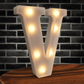 Light Up Letters Marquee Sign, 26 Alphabet LED Lights, White Plastic Night Lights for Engagement Party Wedding, Baby Shower, Birthday (Letter V)