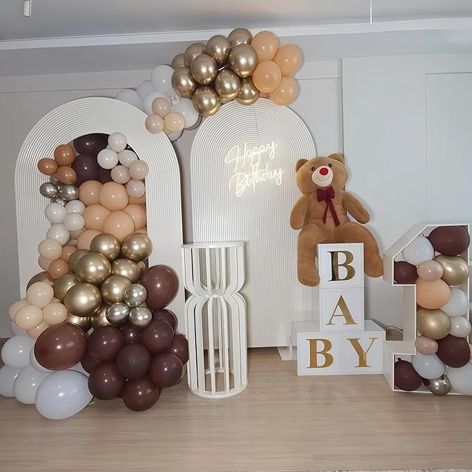 Brown Cream Neutral Balloons, 12 Inch 60PCS Retro Brown Khaki Beige Sand White Balloon, Beige Nude Apricot Balloon for Neutral Bear Bridal Baby Shower Wedding Birthday Party Decorations Supplies