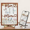 First Mom Now Grandma Wood Frame with Phone Stand Gifts Mothers Day New Grandmother Custom Grandma's Garden Plaque Birth Month Flowers Sign with Grandkids Names, Birthday Gift for Nana, Dog Cat
