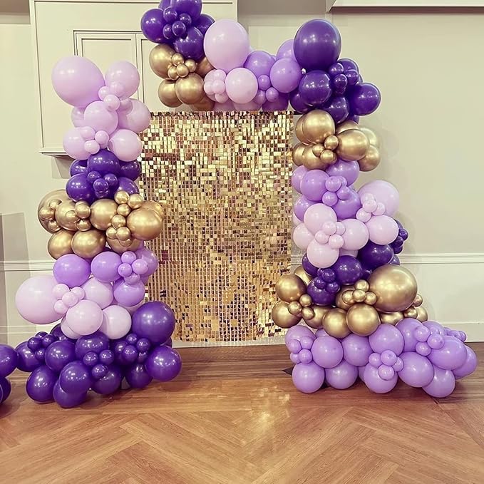 Pastel Pink Purple Balloon Garland Kit, Macaron Pink and Purple Balloon Arch Kit, Latex Balloons Different Sizes 18/12/10/5 inch for Wedding Bridal Shower Baby Shower Party Decorations