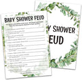 Baby Shower Game Cards, Baby Shower Feud Game, Tropical Jungle Theme Party Cards for Gender Neutral Boys or Girls, Set of 30 (Green004)