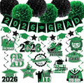 Green Graduation Decorations 2026, 2026 Grad Banner and Congrats Grad Hanging Swirls, Green and Black Graduation Banner Graduations Hanging Swirls College Graduations Party Decorations Class of 2026
