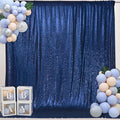 PartyDelight Navy Blue Sequin Backdrop 6x8ft - High Density 3mm Shimmer Sequin Background for Independence Day, July 4th, Birthday & Live Decor, 4-Inch Rod Pocket