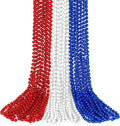4th of July Accessories, 15PCS 4th of July Bead Necklaces, Metallic Patriotic Independence Day Red Blue White Necklace, Necklace for Memorial Day Patriotic Parades Party Favors Supplies