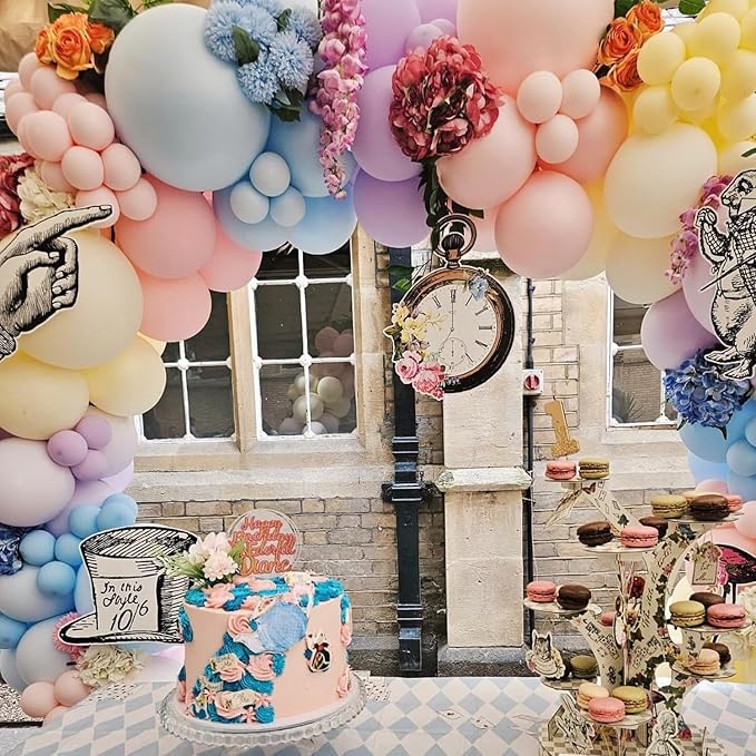 159Pcs Wonderland Balloon Arch Garland Kit Wonderland 1st Birthday Party Decorations Pastel Pink Blue Purple Metallic Gold Balloons for Onederland Baby Shower Garden Tea Party Spring Supplies