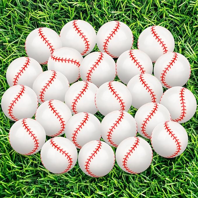24 Pcs Baseball Bouncy Balls for Kids, 32mm Rubber Bounce Sport Balls Bulk for Party Favors, Goodie Bag Fillers, Easter Gift Bag Stuffers, Basket Stuffers, Classroom Prizes, Carnival Party Supplies