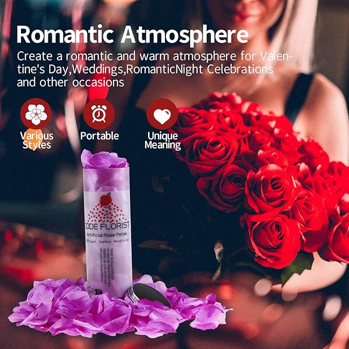 CODE FLORIST 1500 PCS Light Purple Silk Rose Petals for Valentine's Day,Romantic Night,Wedding,Proposal Anniversary Flower Decorations(Separated,Scented)