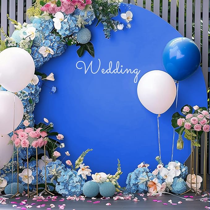GALLETY Royal Blue 7.2FT Round Backdrop Cover for 5-7.2ft Stands - Polyester Adjustable Arch Decoration for Wedding, Party, Photography