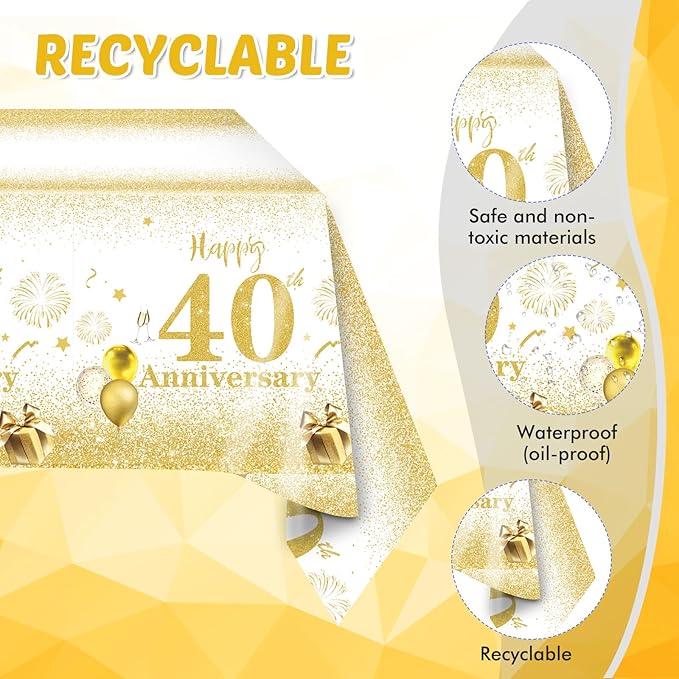 41 PCS Gold Birthday Decorations 40 Years old Paper Plates Napkins Tablecloth Birthday Supplies 1986 Theme Party Tableware Cheers to 40 Years Table Party Decor Favors for Men and women Party Supplies