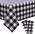 Kesfey 3 Packs Black Gingham Tablecloths 54 x 108 inch Black and White Checkered Tablecloth Disposable Plastic Plaid Picnic Tablecover Waterproof Fall Checkered Table Cloth for Camping Halloween Party
