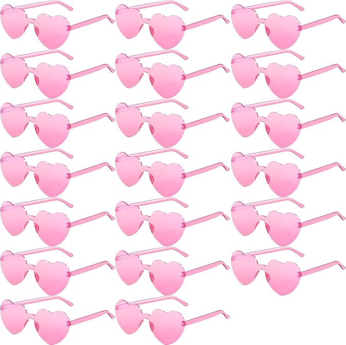 2/4/8/12/20 Pairs Heart Shaped Sunglasses Transparent Heart Glasses Rimless Trendy Eyewear for Valentines Party Favor