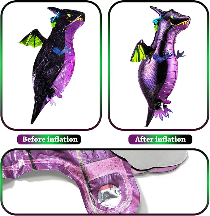 Sumind 6 Pieces Dragon Balloons Aluminum Foil Flying Magic Dragon Balloons for Medieval Theme Birthday Baby Shower Fantasy Party Supplies