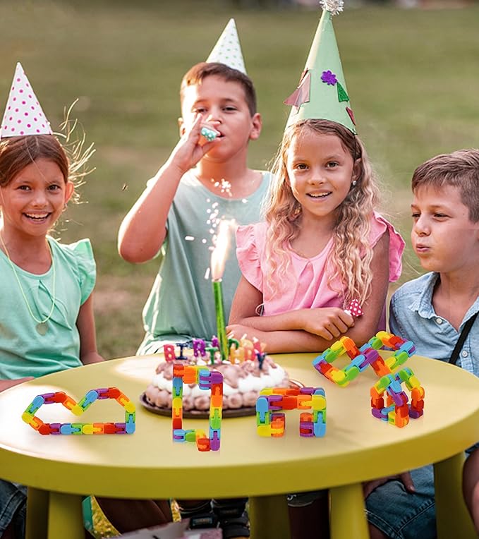24 Pack Wacky Track Fidget Toys – Rainbow Snap and Click Twisty Toys for Kids, Birthday Party Favors, Goodie Bag Stuffers, Classroom Prizes