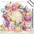 144Pcs Pastel Pink Purple Butterfly Balloon Arch Garland Kit,with Big Butterfly Foil Balloons,for Spring Floral Fairy Wonderland Baby Shower Girl Princess Birthday Tea Party Decorations