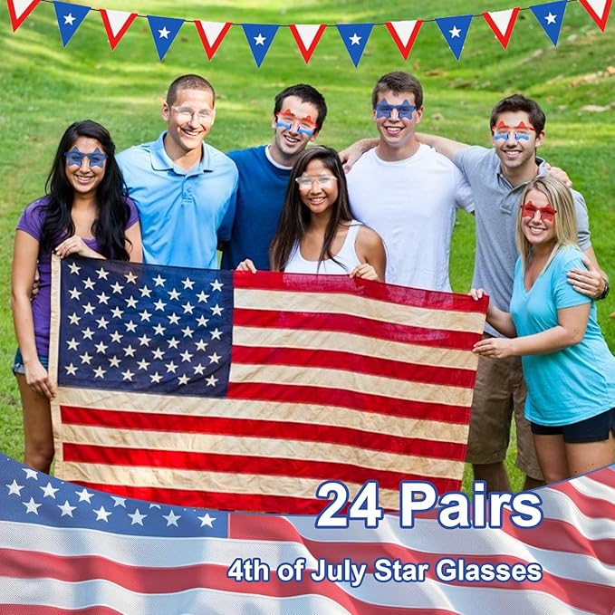 12 Pairs Star Sunglasses Bulk 4th of July Star Glasses Rimless Patriotic Fourth of July Star Shaped Party Sunglasses
