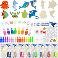 Cinrobiye 144 PCS Under the Sea Party Favors Ocean Animals Wooden Painting Kits with LED Light Up Finger Lights, Sea Animal Birthday Party Supplies, Goodie Bag Fillers, Pinata Fillers,Prize Bulk Set