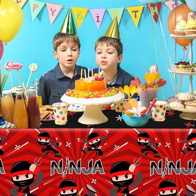 3pcs Ninja Birthday Tablecloths,Ninja Birthday Party Decoration Karate Theme Table Covers Waterproof Rectangle for Kid Master Birth-Day Party Supplies