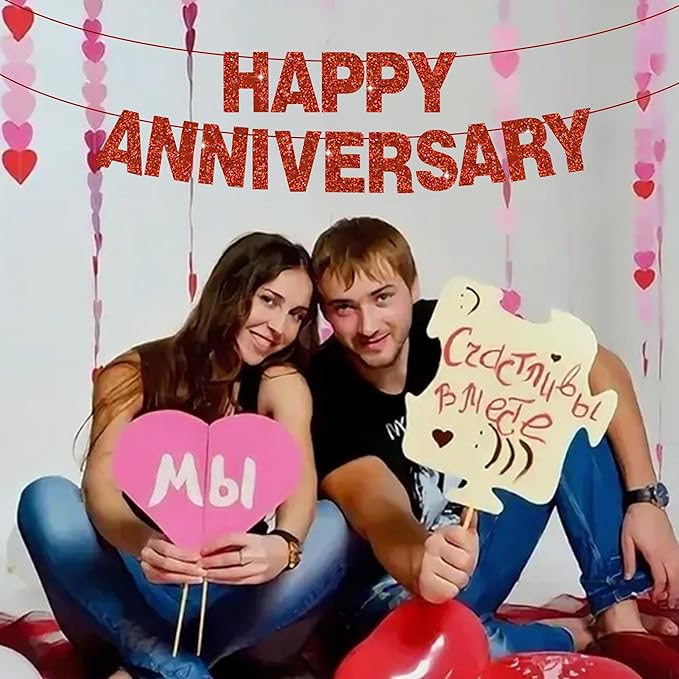 BEISHIDA 116 PCS A-Z DIY Letter Banner Kit Make Your Own Banner Glitter Red Including 111 Letters and Numbers 3 Rope and 2 Threading Device,Customized for Birthday Graduation Anniversary Party Decor