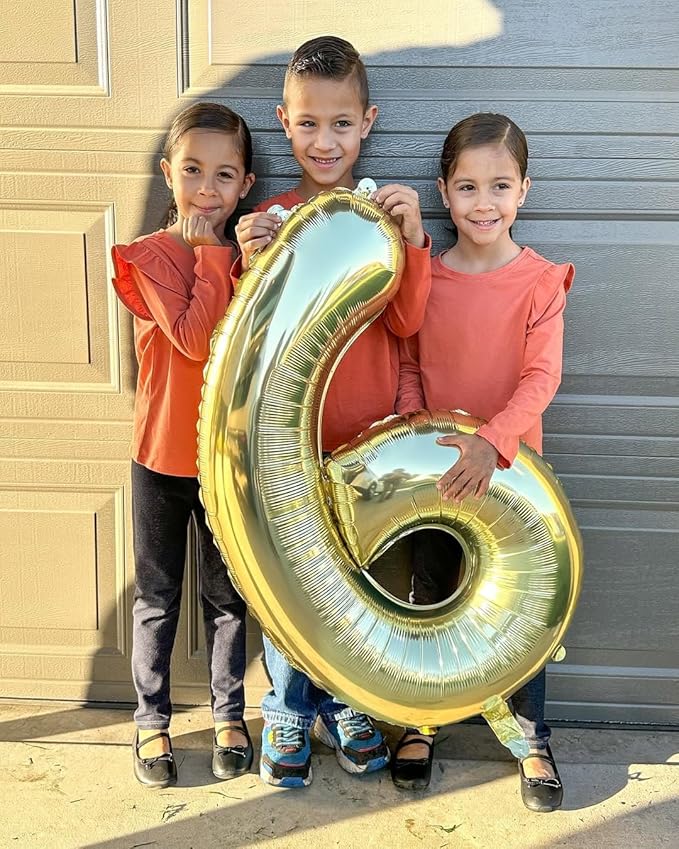 Champagne Gold Number 6 Balloon 40 Inch, White Gold 6 Balloon Number, 6th Birthday Decorations, Light Gold Party Supplies for Boys Girls
