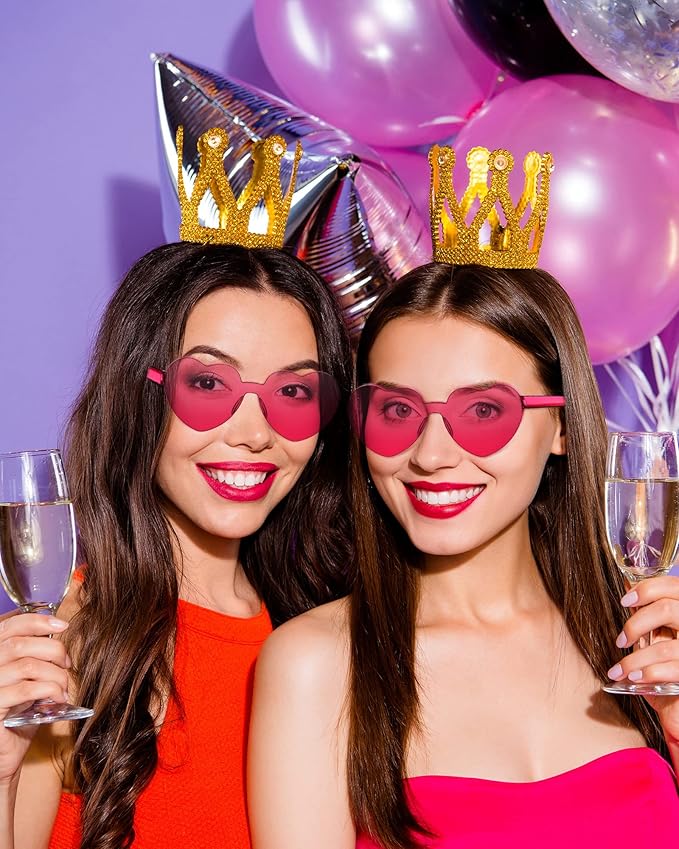 Photect 12 Pair Heart Shaped Sunglasses Neon Color Transparent Heart Glasses for Women Party Favor