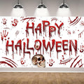 Red Happy Halloween Backdrop Banner Photography Background for Home Garden Outdoor Wall Terror Thriller Scary Themed Halloween Party Decorations Supplies 72.8 * 43.3in