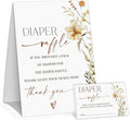Boho Floral Diaper Raffle Game, Diaper Raffle Tickets for Baby Shower, Gender Neutral Tickets for Baby Shower Party Favor Decorations Supplies (1 Sign + 50 Cards)