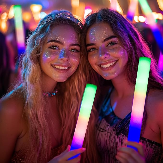 130-Pack White Foam Glow Sticks for Weddings - Bulk LED Light Up Party Glow Wands, Reception Props - Glow Sticks for Adults, Dance, Concerts, Raves.