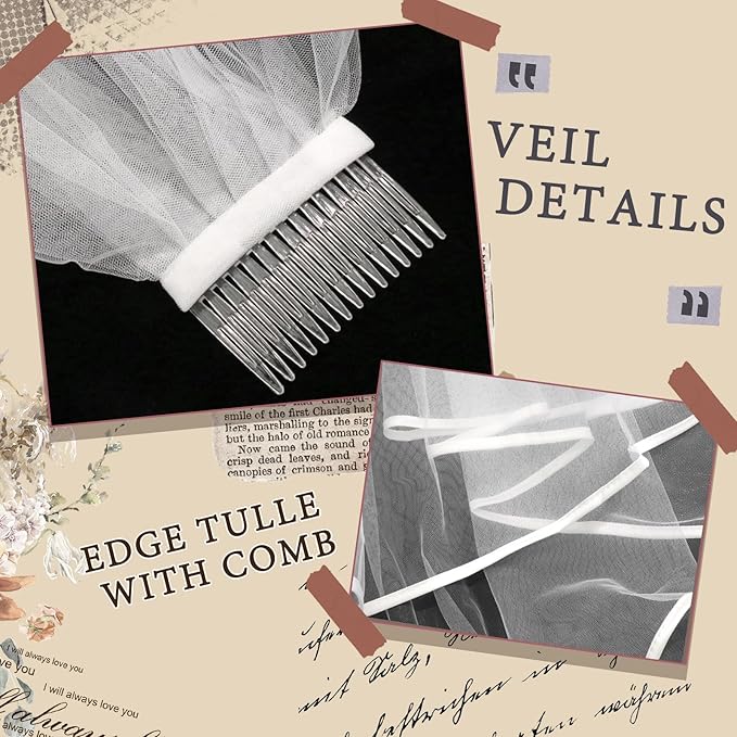 White Short Wedding Veil Pearl Rhinestone Bride Veils Bridal Veils Bachelorette Party Veil for Brides and Women