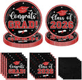 Graduation Plates and Napkins 2026,Red and Black Graduation Decorations 200pcs Graduation Paper Plates and Napkins Graduation Party Supplies for Graduation Party Decorations,Serve 50