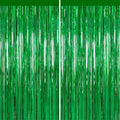 2 Pack Green Foil Fringe Curtains, 3.3ft x 6.6ft Streamer Foil Curtain, Tinsel Backdrop for Birthday Party, Christmas Decor, Wedding Engagement Baby Shower Bachelorette Party Decorations