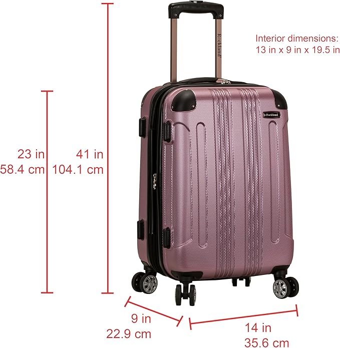 Rockland London Hardside 2 Piece Spinner Wheel Luggage Set, Carry-On 20" and Tote 14", Pink