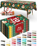 Pureegg Plastic Table Cloth Disposable 10 Pack, 54 x 108 Inch Table Cloths for Parties, Decorative Tablecloths for Rectangle Tables, Christmas Tablecloth Plastic, Leakproof & Sturdy, Christmas Green