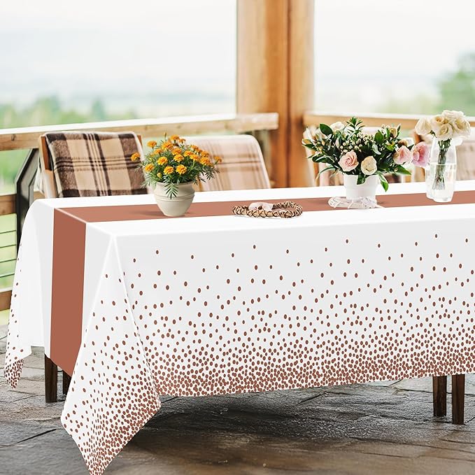 QZYL 4 Pack Disposable Table Cloth, 54" x 108" Rectangle Party Table Cloths with Pink Dot, Waterproof Plastic Table Covers for Birthday Wedding Receptions Family Gathering Holiday Dinner