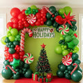 Christmas Party Decorations with Red Green Balloon garland arch Kit & small Candy cane Star Lollipop foil balloons for Kids Naughty Cartoon Birthday friendsmas Xmas Party Decorations (Red Green)