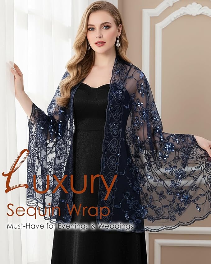 Gossifan Shawls and Wraps for Evening Dresses Sheer Women Elegant Glitter Shawls Soft Sparkly Wedding Bridal Scarf