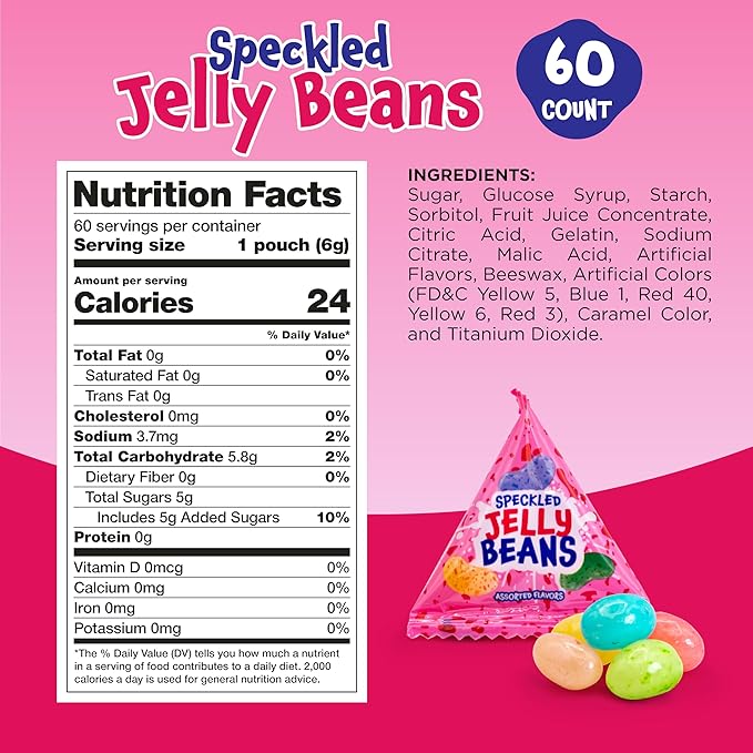 Jelly Beans - 60 Mini Packs - Easter Eggs Fillers - Individually Wrapped Candy for Classroom Rewards, Goodie Bags & Party Favors - Easter Candy - Fruit Flavors - Bulk Jelly Beans