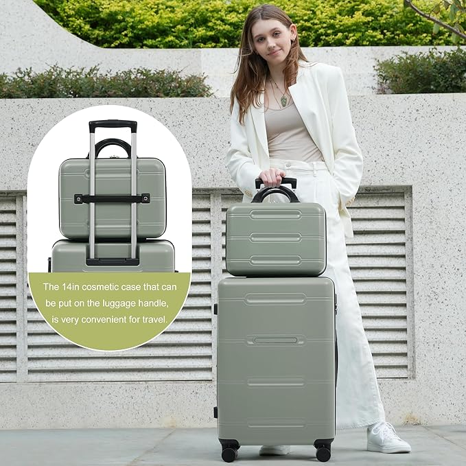 6 Pcs ABS Hardshell Luggage Set Spinner Wheel Suitcase Suitcase Light Green