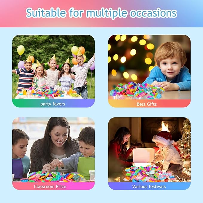 57PCS Party Favors for Kids,Fidget Toys Bulk Its Birthday Party Favors for Toddlers Adult, Small Classroom Prizes Box Fidgets Toys for Kids, Treasure Chest, Goodie Bag Stuffers, Bubbles Poppers